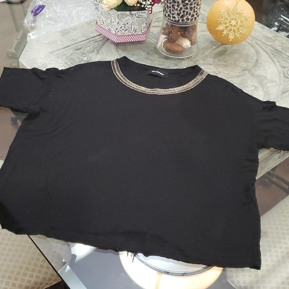 Kooples LINEN BLEND OVERSIZE JEWEL TEE